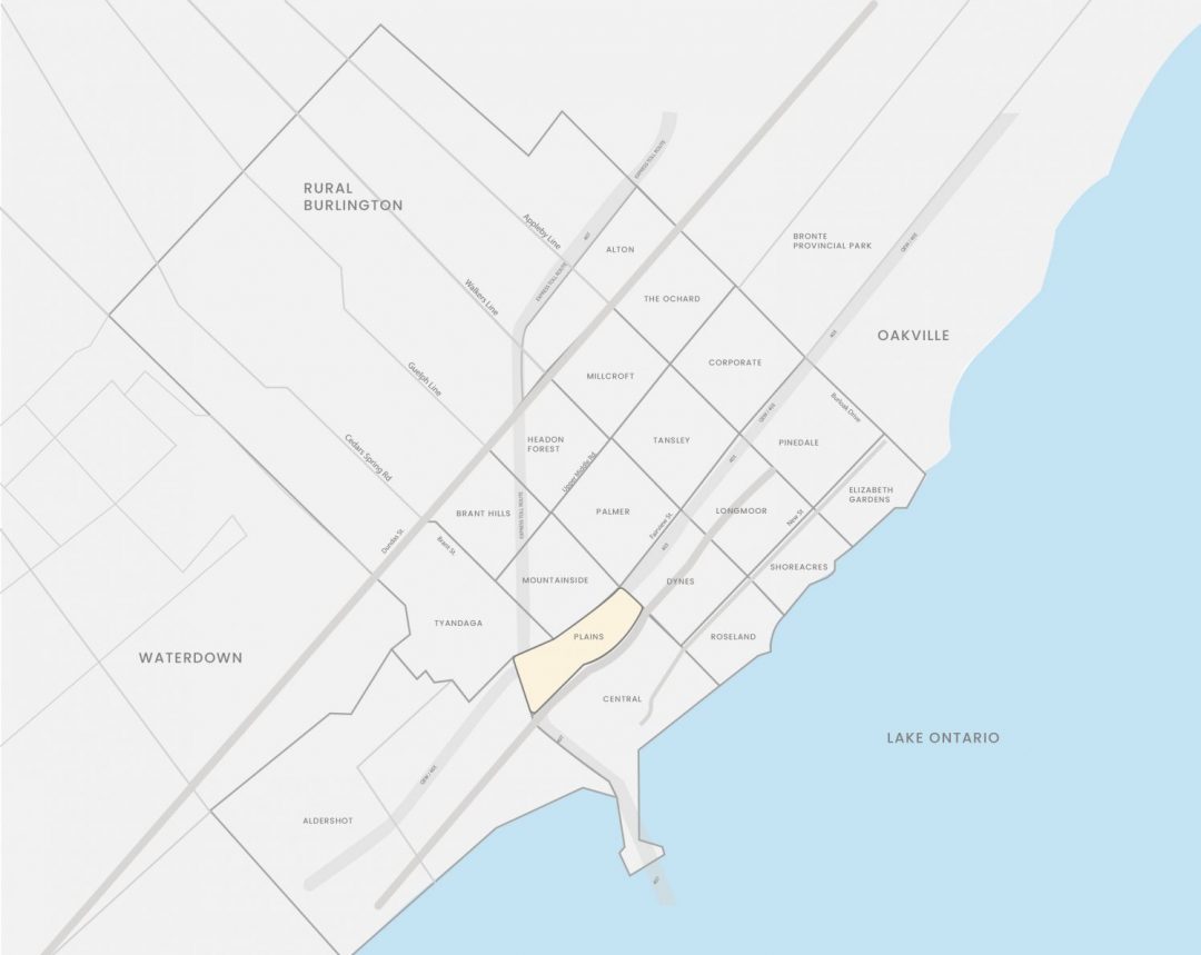 Map of Plains, Burlington