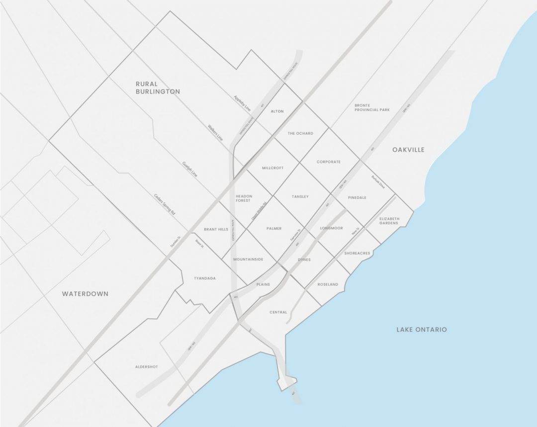 Map of Burlington Neighbourhoods